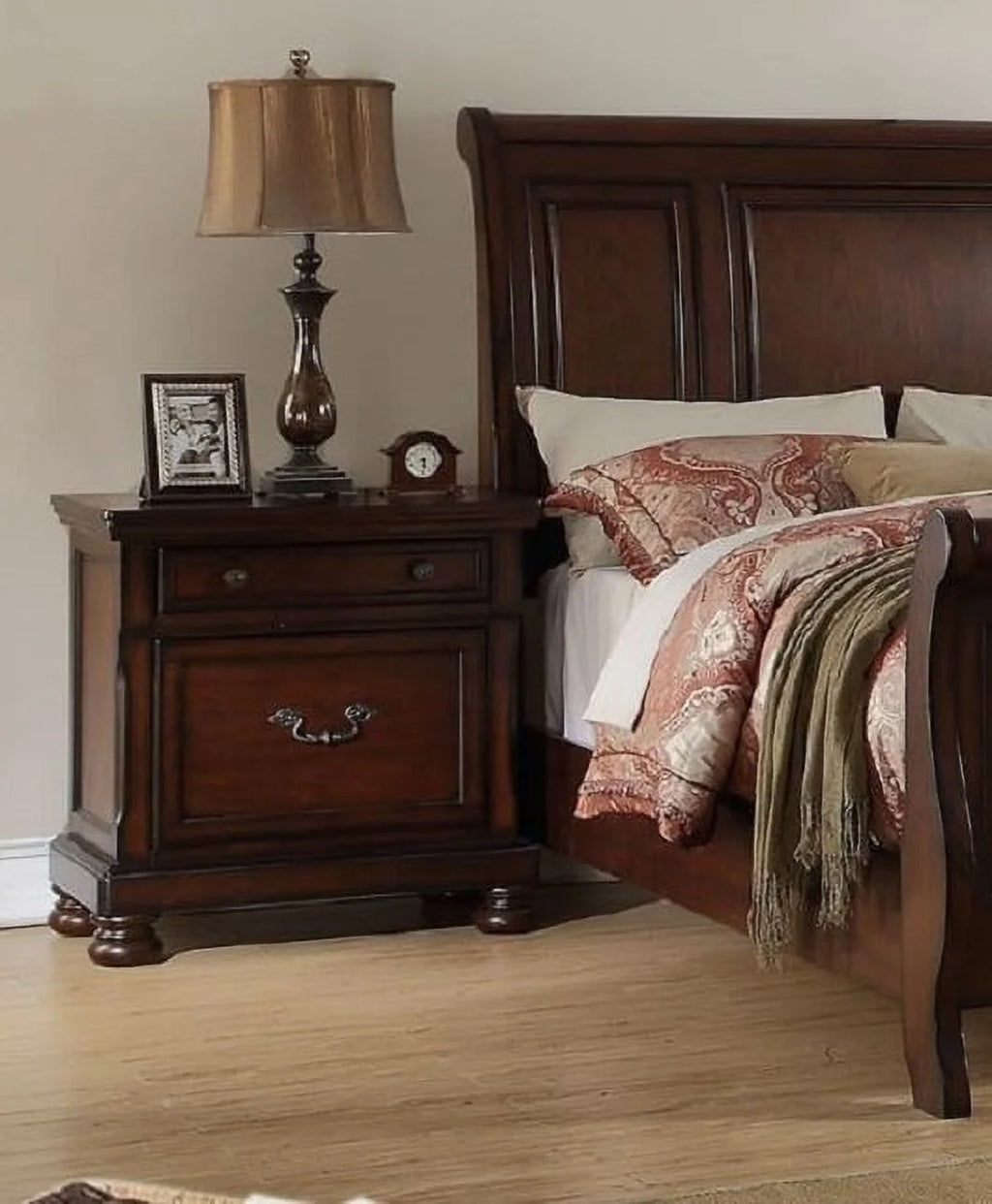Cherry Veneer 6pc Cal King Size Bedroom Furniture Set P7532