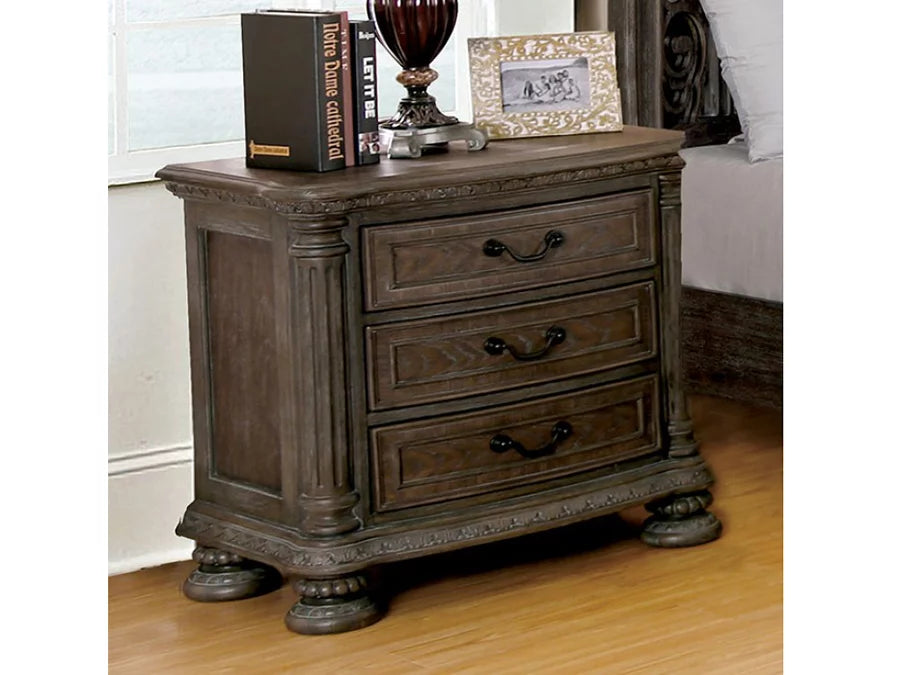 Queen Size 4pc Bed Dresser Mirror Nightstand Set A1380