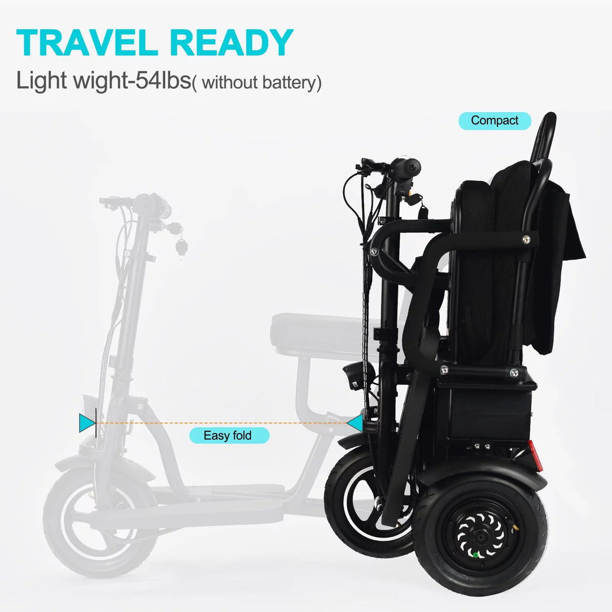 Foldable 3 Wheel Mobility Scooter with Lithium Battery K927