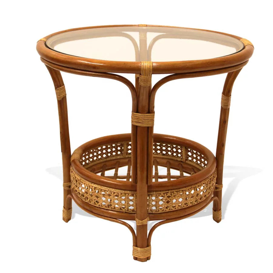 Handmade Natural Rattan Set of 2 Rocking Lounge Chairs and Round Coffee Table W945
