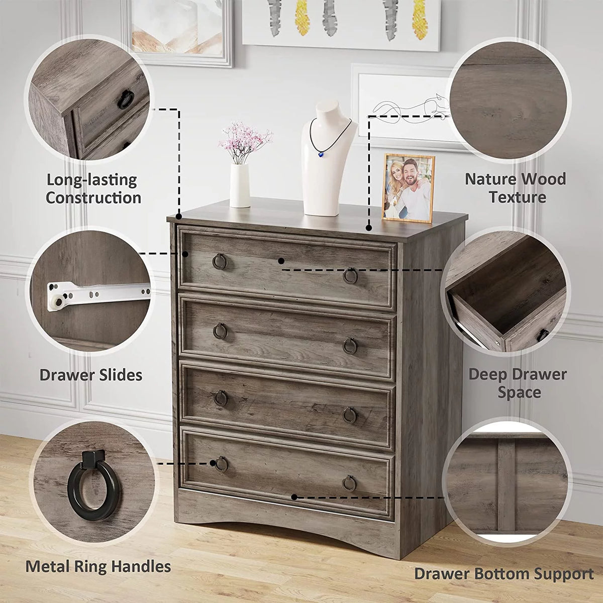 Gray 4 Drawer Dresser M35775