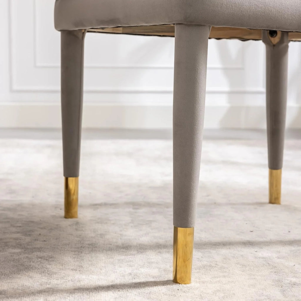 Velvet Upholstered Dining Chairs Set of 2 with Gold Legs Q67768