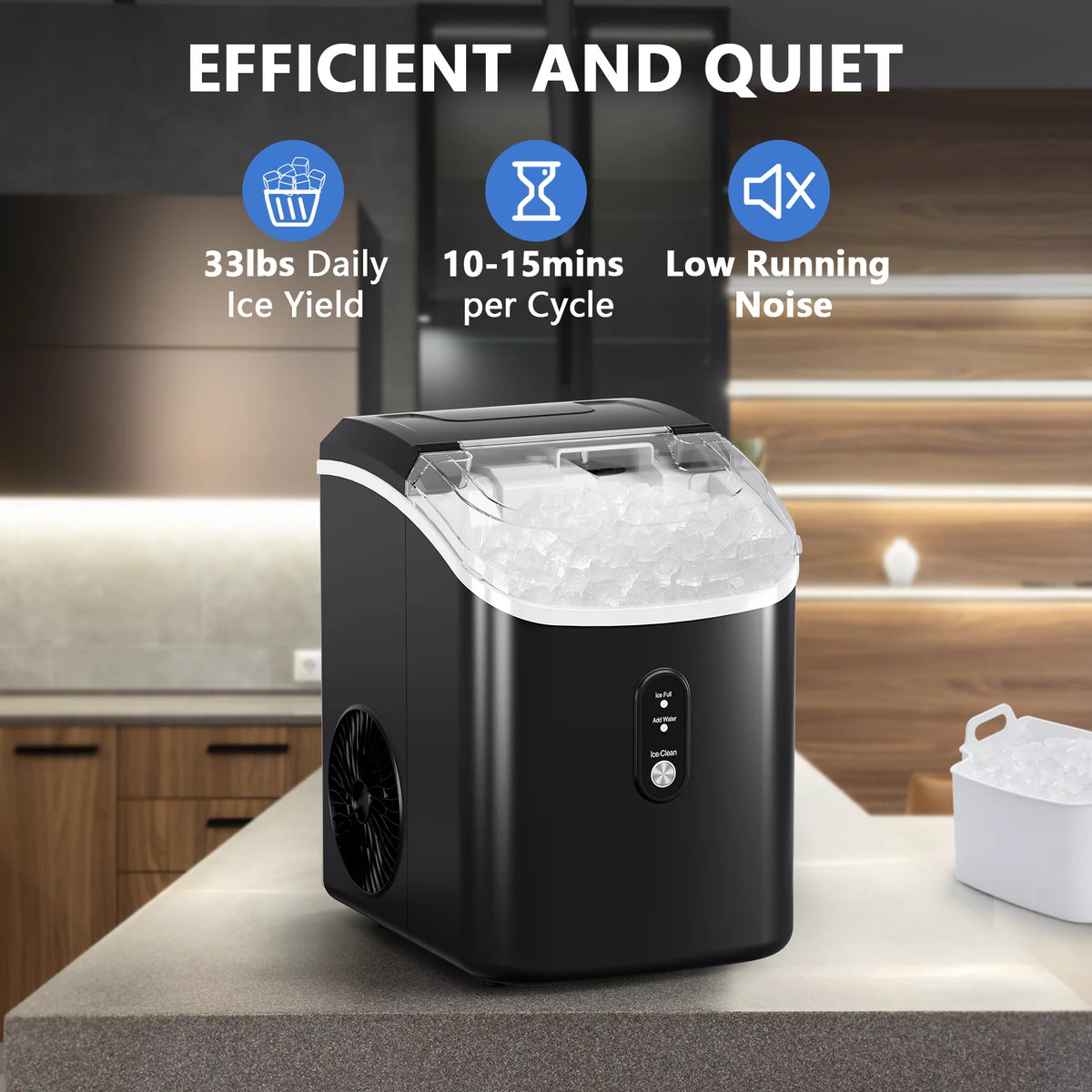 33lbs Countertop Nugget Ice Maker with Scoop E7166