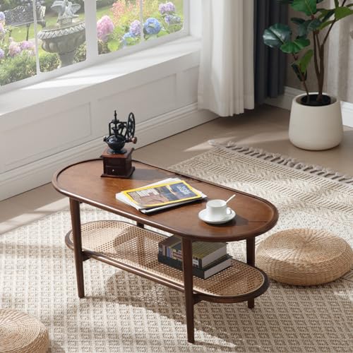 Rattan Wood Mid Century Modern Coffee Table K9090