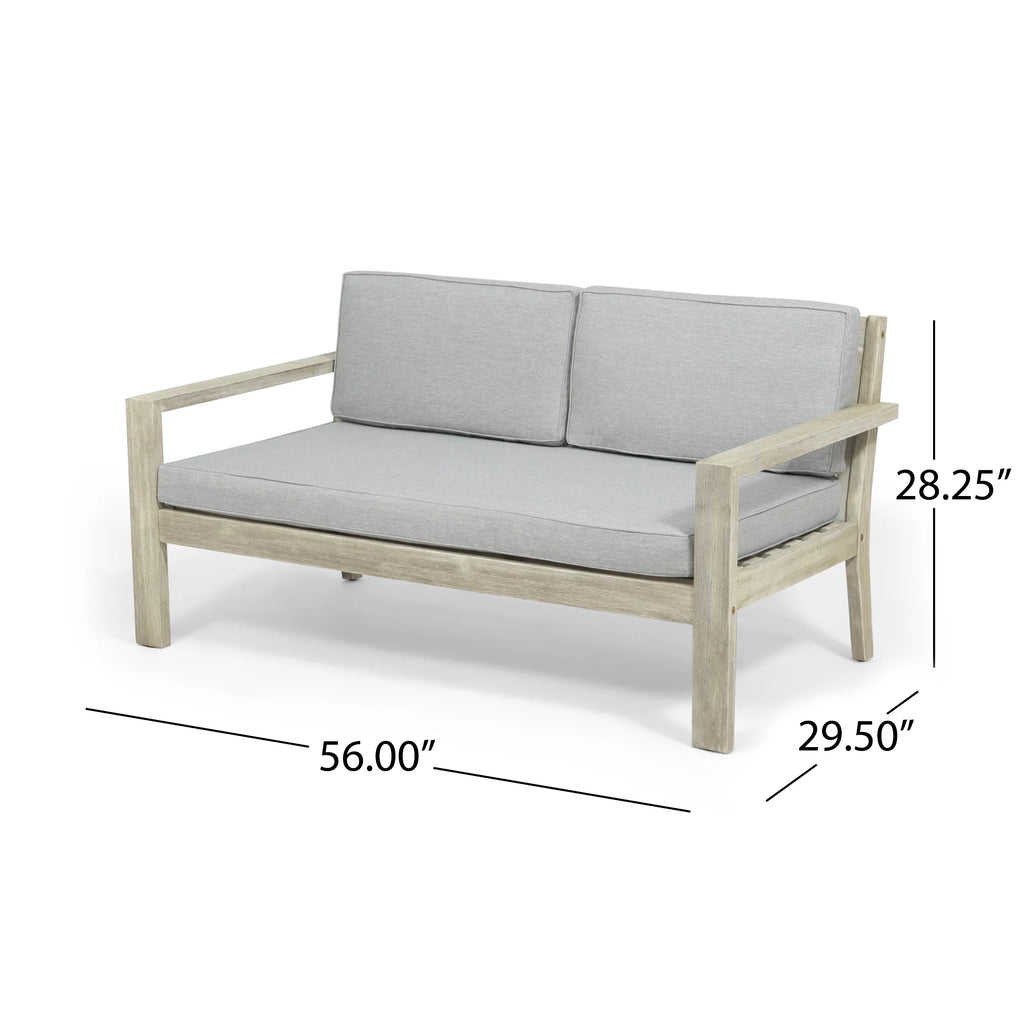 Light Gray Acacia Wood 4 Seater Chat Set with Cushions F746