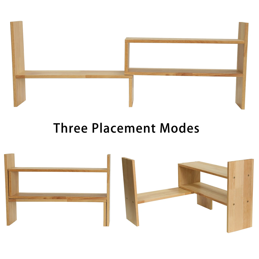 Adjustable Rubber Wood Desktop Shelf D904