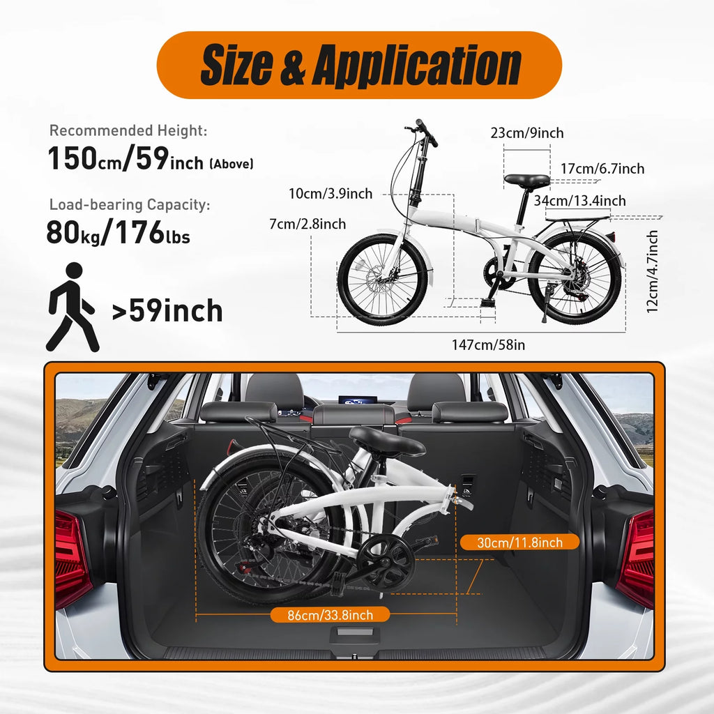 20-inch Wheels 7 Speed Folding Bike High Carbon Steel Bicycle Z3420