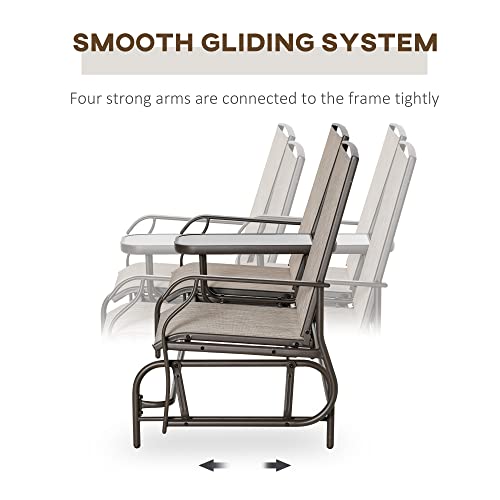 Beige Outdoor Glider Bench with Center Table Q75024