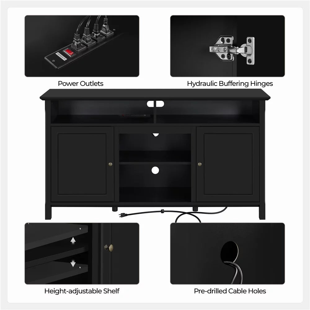 Black TV Stand with Power Outlet H846