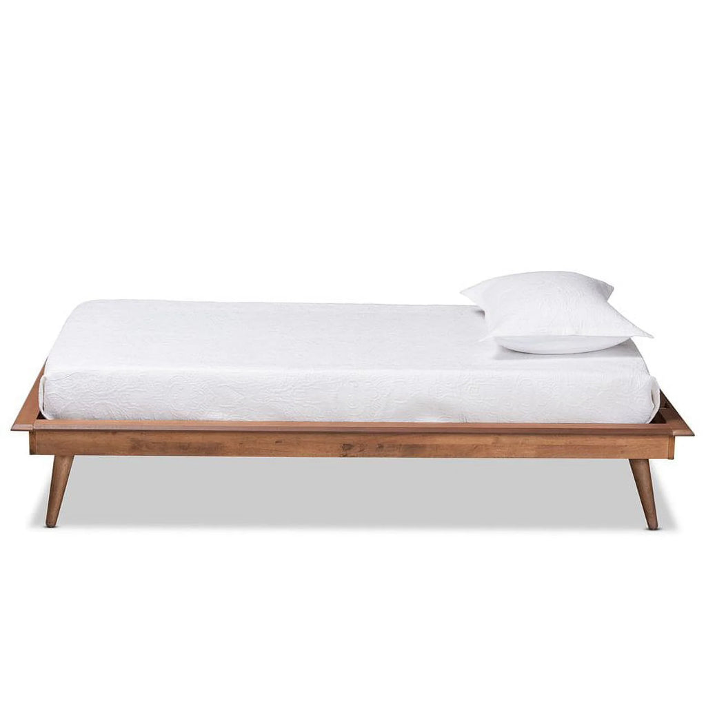 Walnut Brown Wood Twin Size Platform Bed Frame T1139