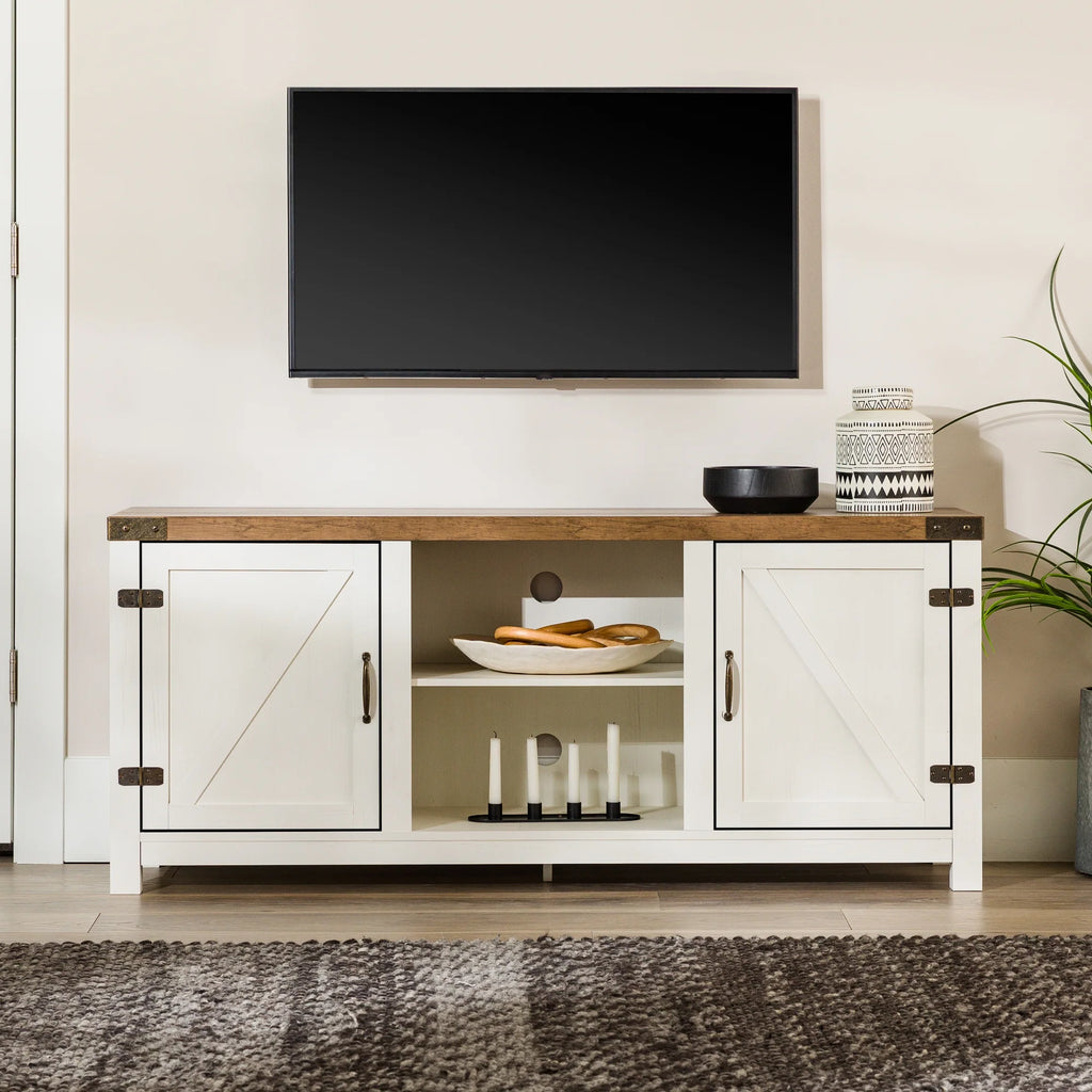 White Barn Door TV Stand C6185