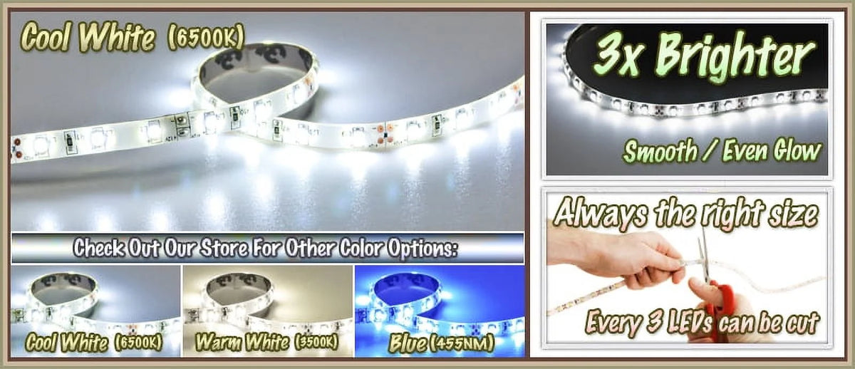 32.8' ft Cool White LED Backlight Night Light On/Off Switch Control Kit A44153