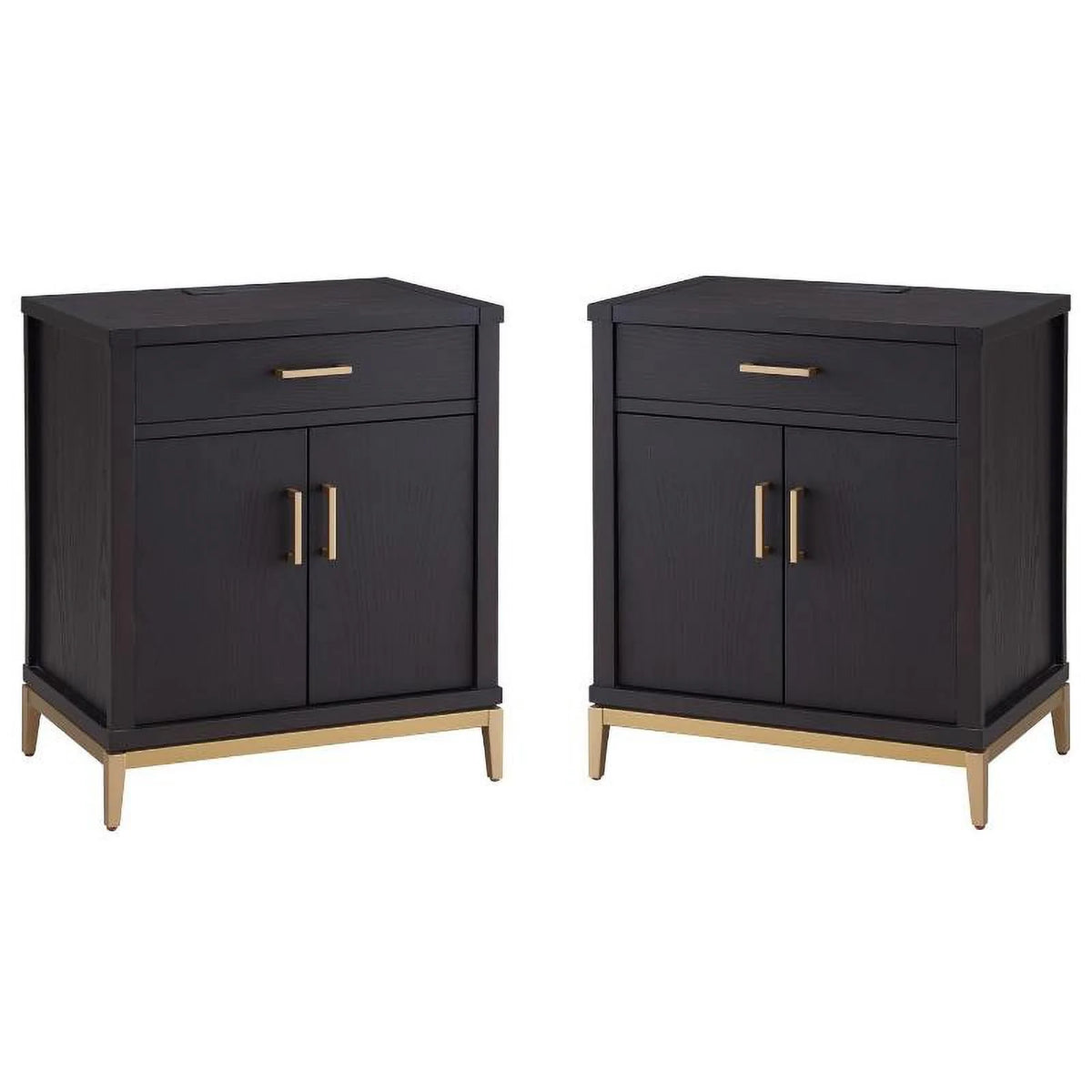 Wood Nightstand with AC USB Set of 2 S269111