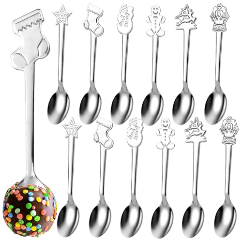 24 Pcs Stainless Steel Christmas Stirring Spoons S2678