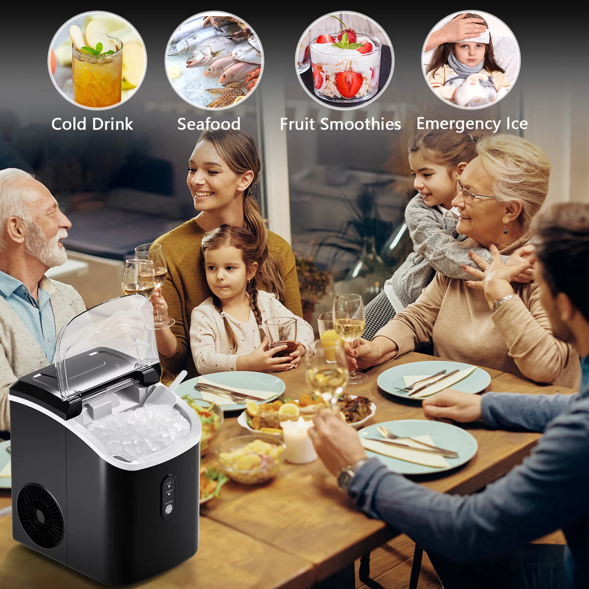 33lbs Countertop Nugget Ice Maker with Scoop E7166