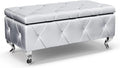 38'' Silver Faux Leather Storage Ottoman Bench H21374