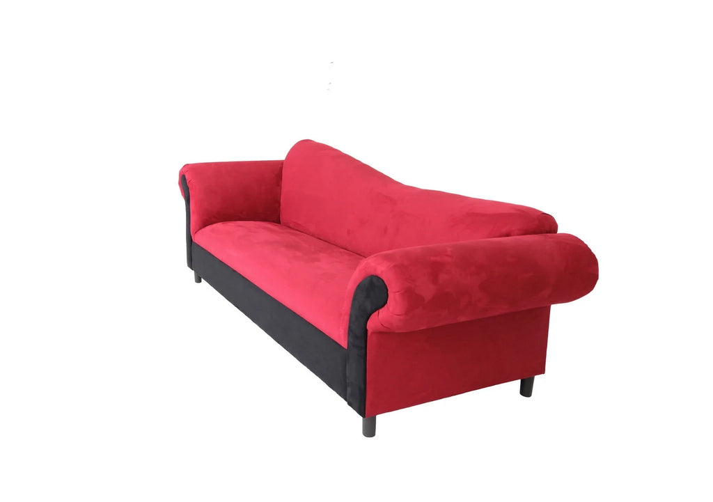 Red Velvet & Black Settee Sofa U17898