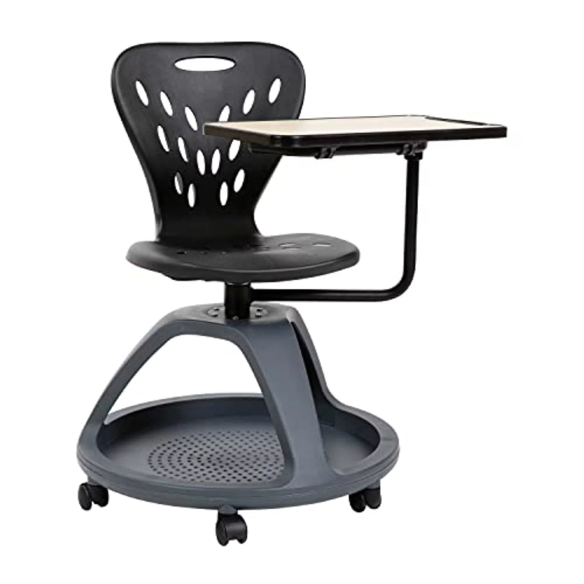 Black Plastic Mid Back Desk Chair with Casters S1857