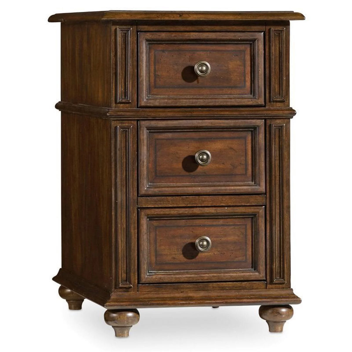 Three Drawers Wood End Table in Mahogany Set of 2 M405