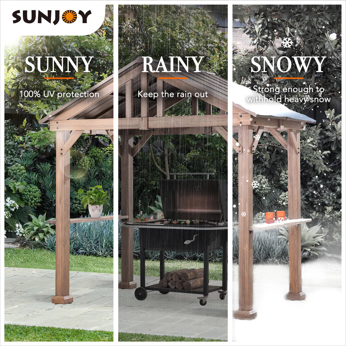 9 ft. x 6 ft. Cedar Wood Hardtop Grill Gazebo V732239