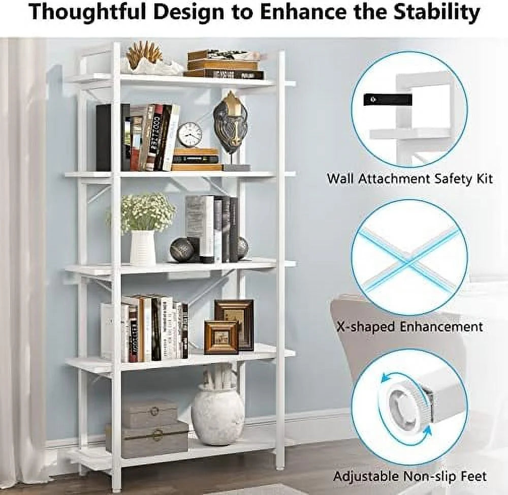 5 Tier Black Bookshelf Metal Frame S145180