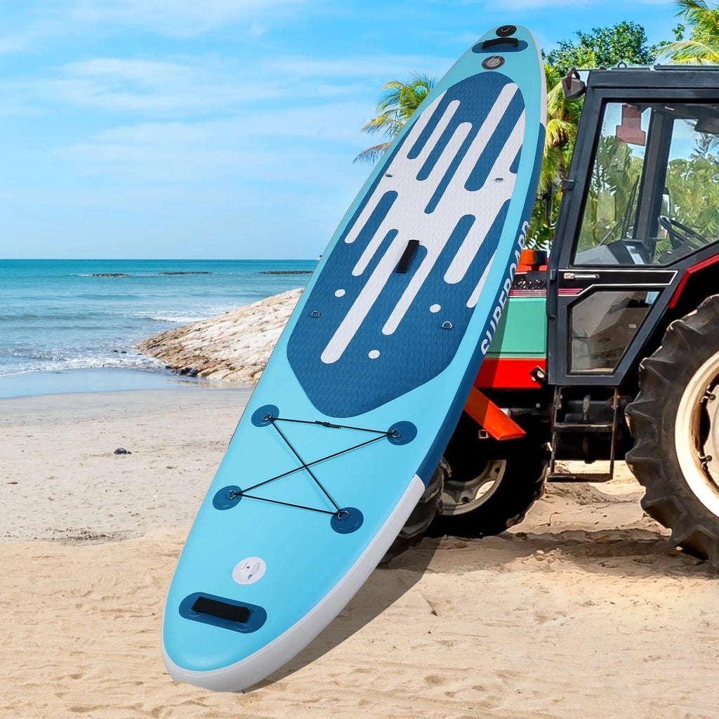 11 Ft Inflatable Stand Up Paddle Board and Sit-on Kayak Set, Non-Slip Deck SUP Paddle Board with SUP Accessories & Backpack, Blue Q60031