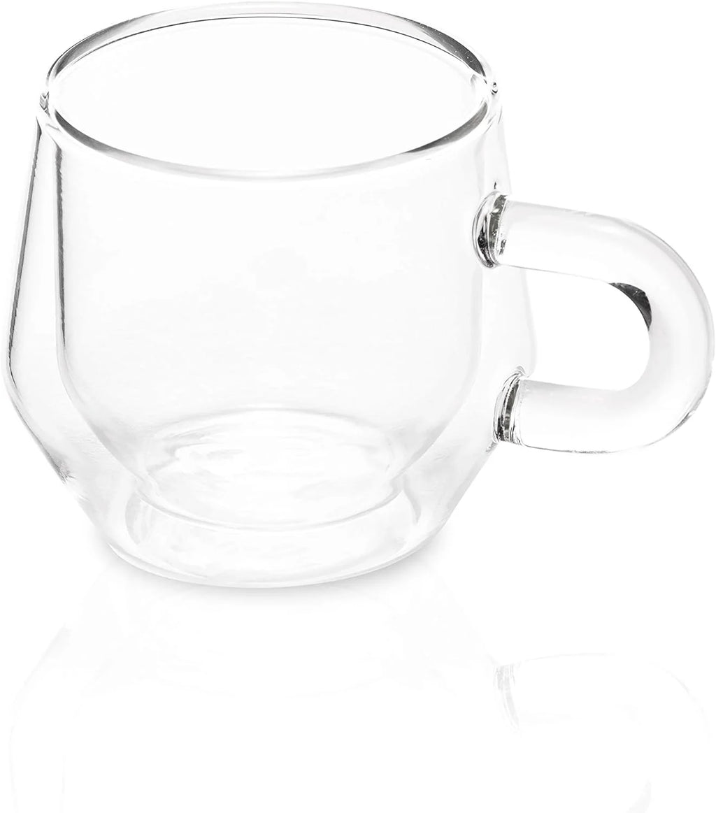 Clear 4Oz Double Walled Glass Espresso Cups with Handles P3538
