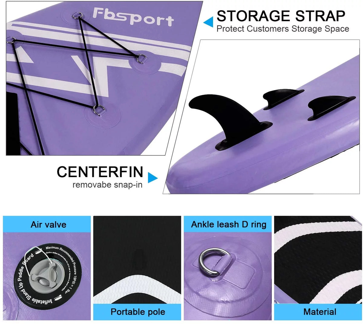 Inflatable Paddle Board 10.6ft Purple I915223