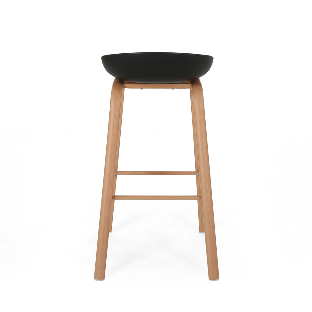 Black Fabric Barstool with Iron Legs, Set of 2 R2388