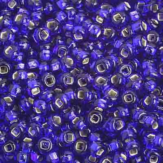 Czech Glass Seed Beads 8/0 Silver Lined Royal Blue F6571