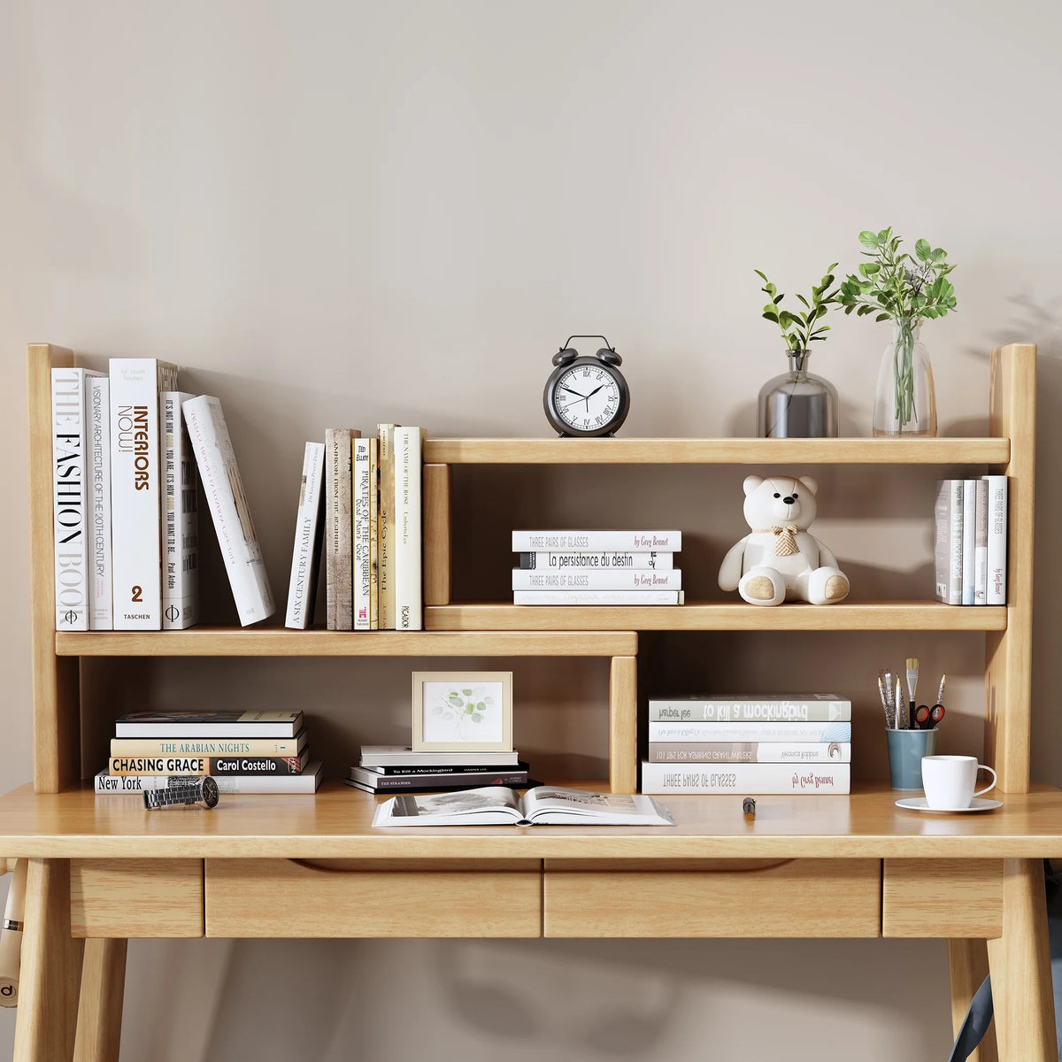 Adjustable Rubber Wood Desktop Shelf D904