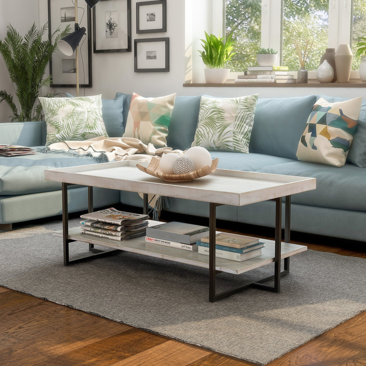 47-inch Metal 1-Shelf Coffee Table L343828