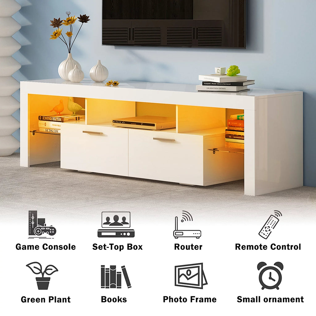 Black TV Stand for 70 Inch TV with LED Light D45312