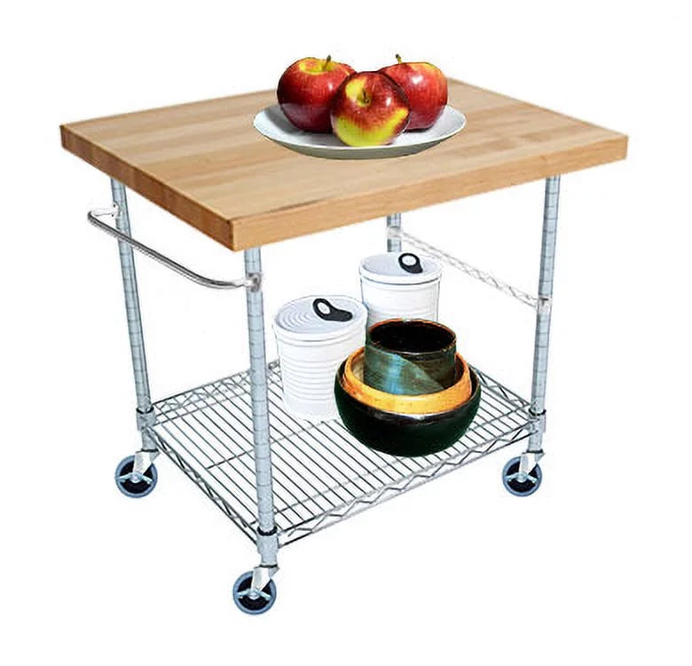 2 Tier Gourmet Cart with Maple Butcher Block Top B406039