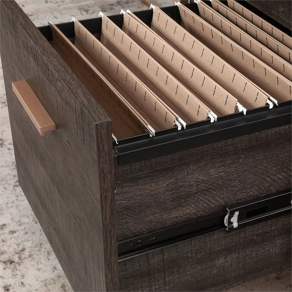 Contemporary L-Desk in Blade Walnut F321612