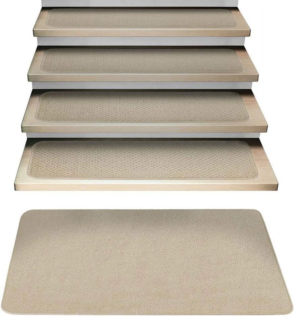 Set Of 15 Attachable Carpet Stair Treads And Matching Landing Rug K23784