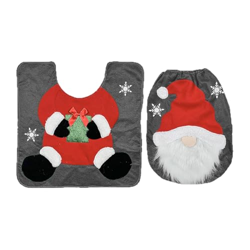 Christmas Toilet Seat Cover and Rug Set 2PCS Non-Slip W132