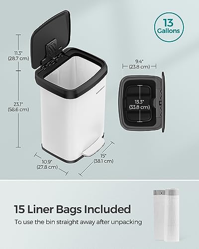Stainless Steel Kitchen Trash Can with Step-on Pedal P4813