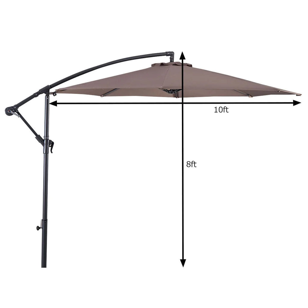 10' Hanging Patio Umbrella with Cross Base Tan M613