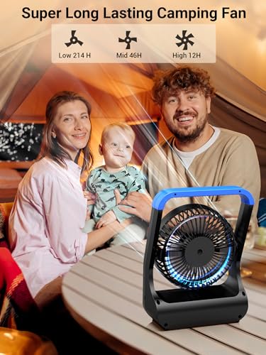 Battery Operated Portable Desk Fan with Timer, 3 Speeds, Blue H641358