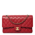 Quilted Medium Double Flap Red U5844