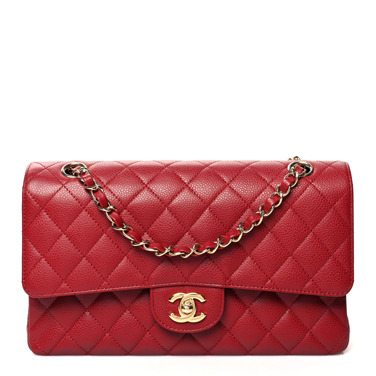 Quilted Medium Double Flap Red U5844