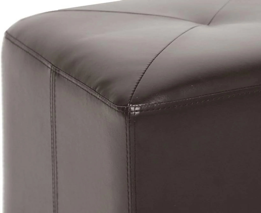 Brown Cube Shaped Bonded Leather Ottoman C63482