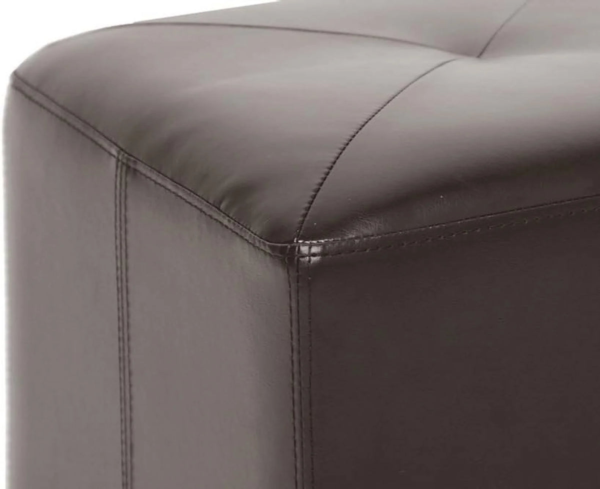 Brown Cube Shaped Bonded Leather Ottoman C63482