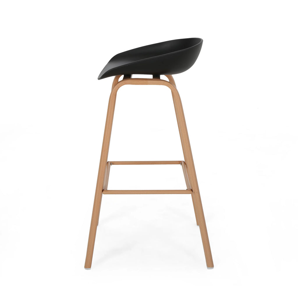 Black Fabric Barstool with Iron Legs, Set of 2 R2388