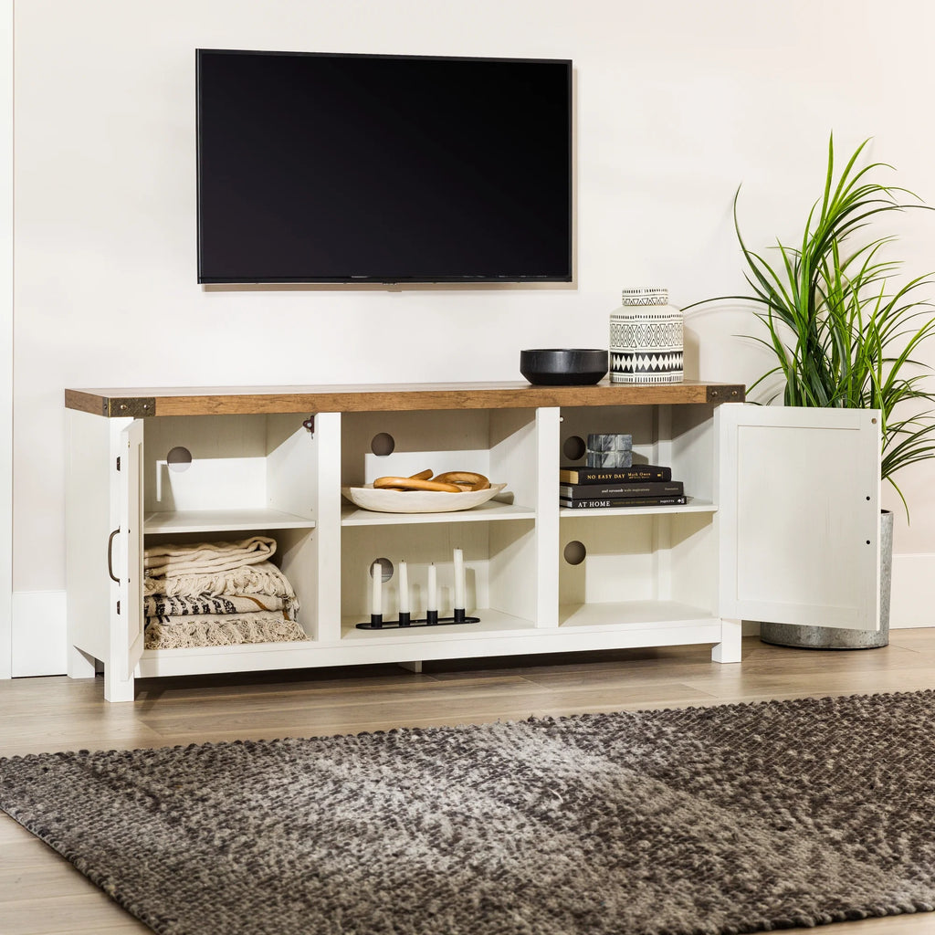 White Barn Door TV Stand C6185