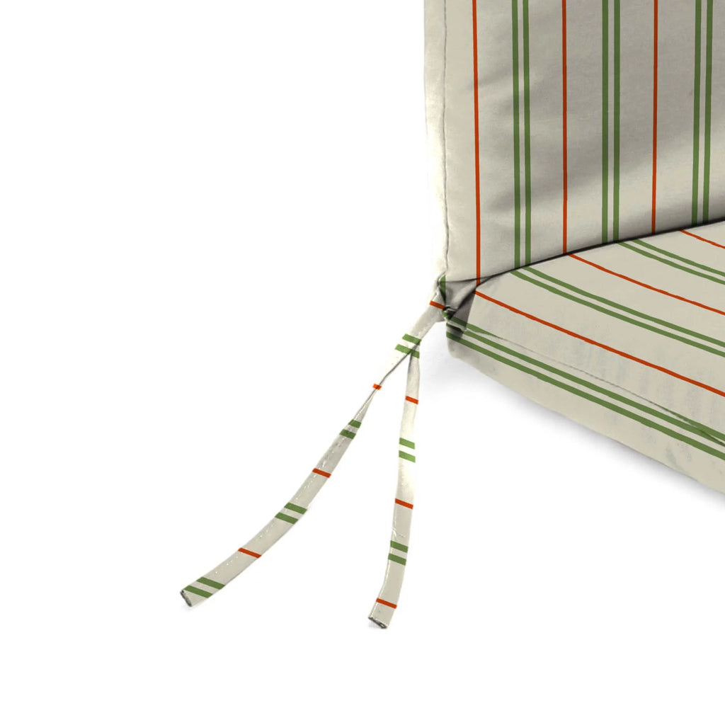 Grey Stripe Rectangular Outdoor Chair Cushion with Ties C163451