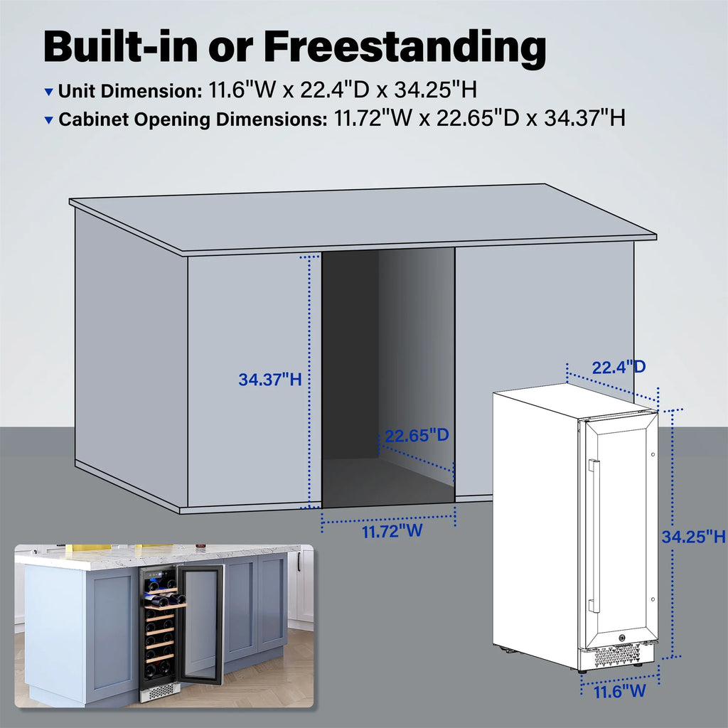 12 Bottle Wine Cooler Refrigerator with Glass Door R378
