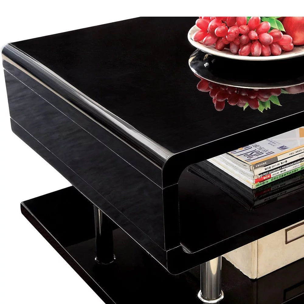 Black and Chrome Metal End Table V12605