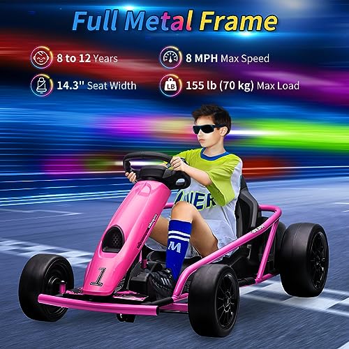 24V 9Ah Battery 300W*2 Motors 8MPH Drifting Go Kart White F269